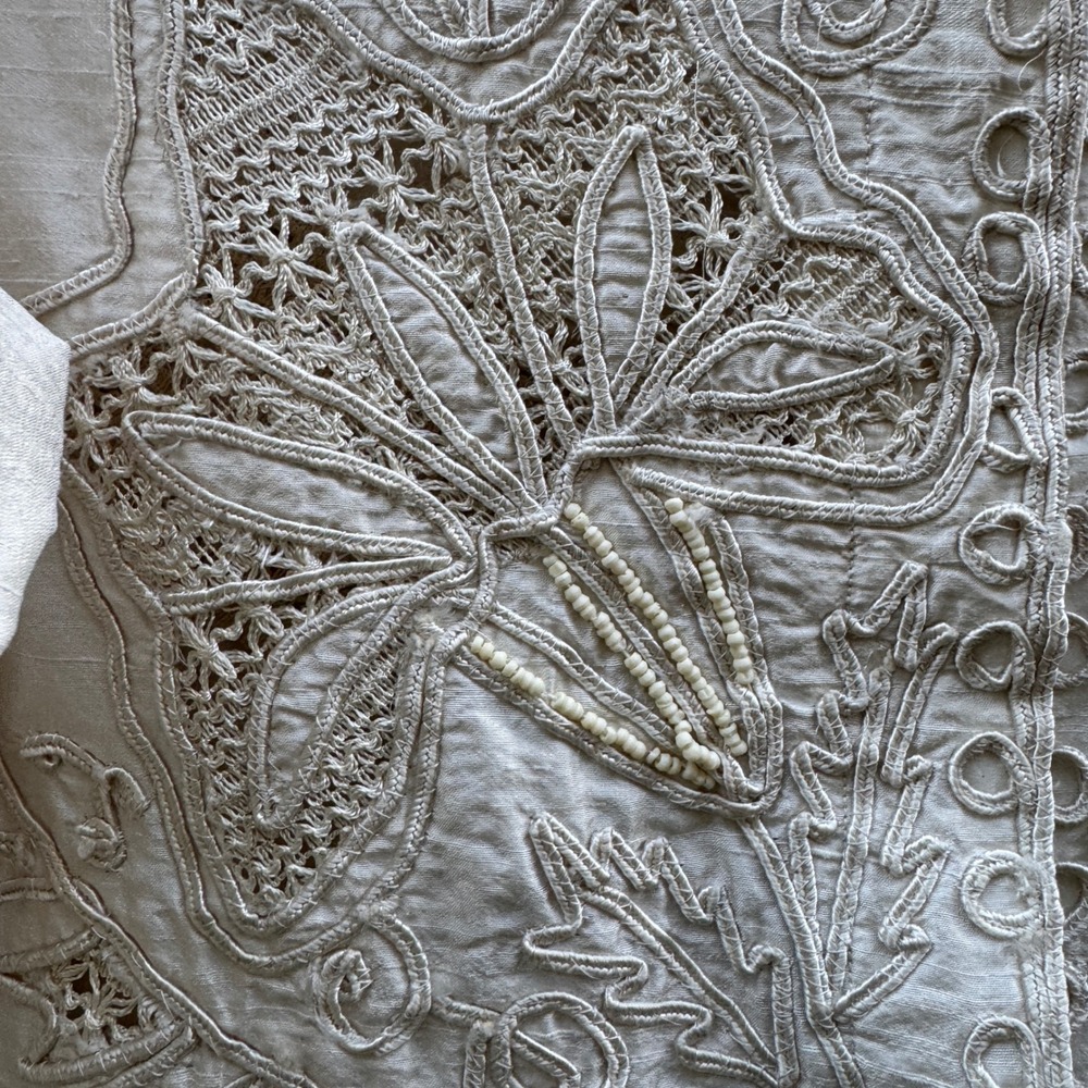 Sandy Starkman Jacket XL Cream Vintage Silk Embroidered Beaded Boho Art to Wear - Picture 5 of 16
